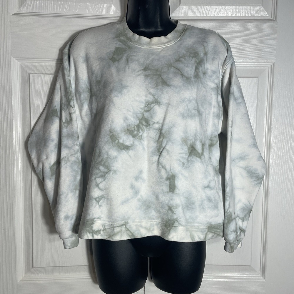 Madewell Tie Dye Swing Sweatshirt Women XS Beige Green Oversized 100% Cotton Top